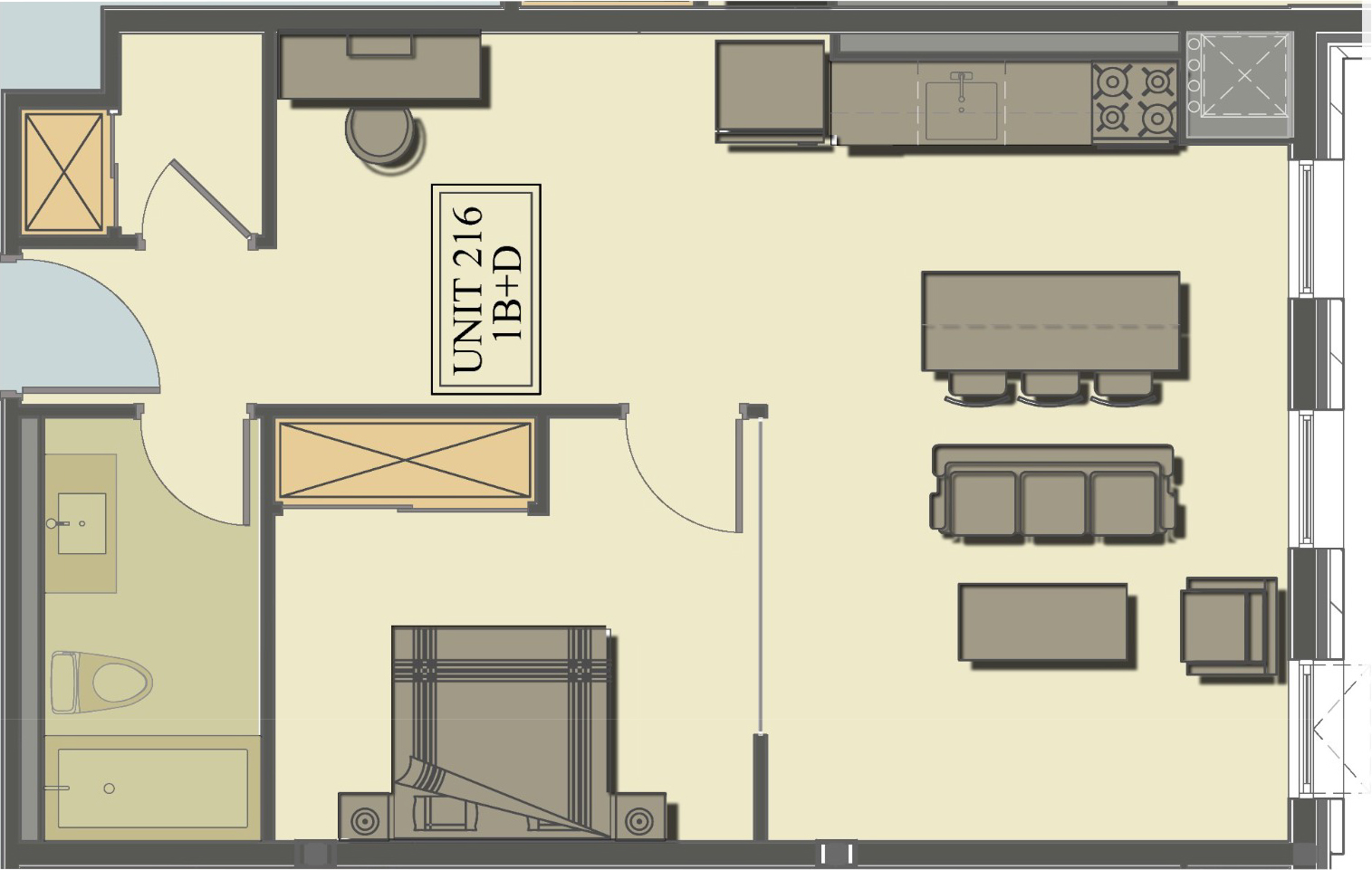 1 Bedroom + Den floor plan